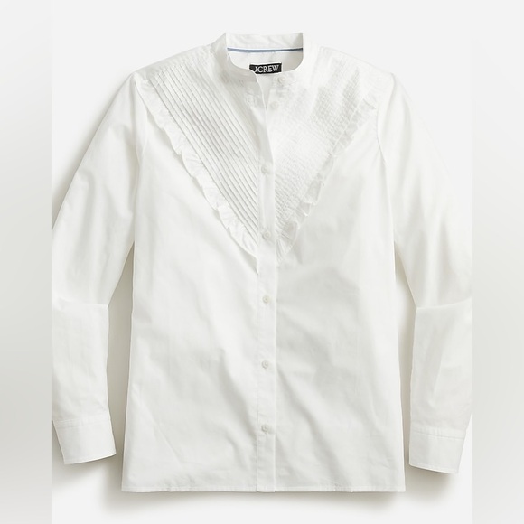 JCrew Ruffle-trim cotton poplin button-up shirt size 18 White - Picture 1 of 14